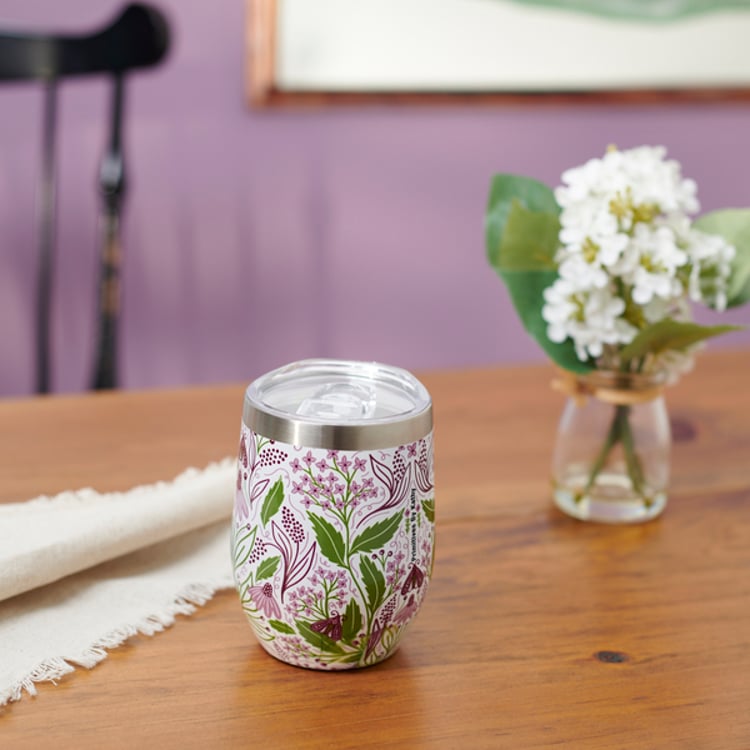 Primitives By Kathy Purple Floral Wine Tumbler