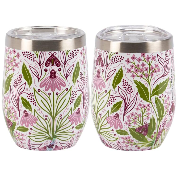 Primitives By Kathy Purple Floral Wine Tumbler