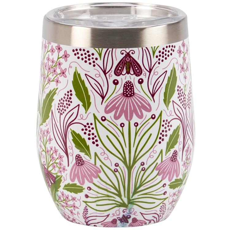 primitives by kathy Purple Floral Wine Tumbler
