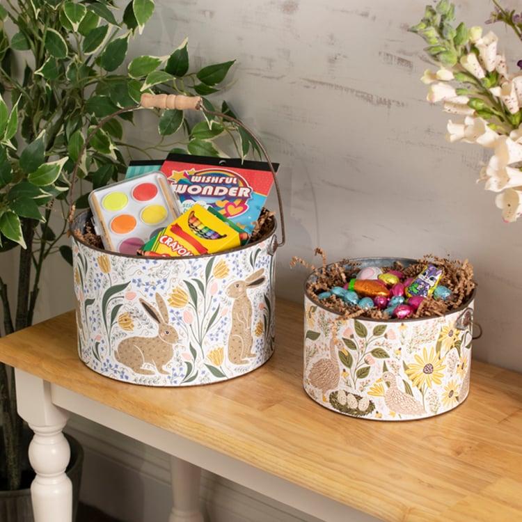 Primitives By Kathy Rabbit Folk Art Bucket Set