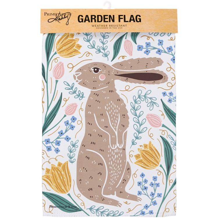Primitives By Kathy Rabbit Folk Art Garden Flag