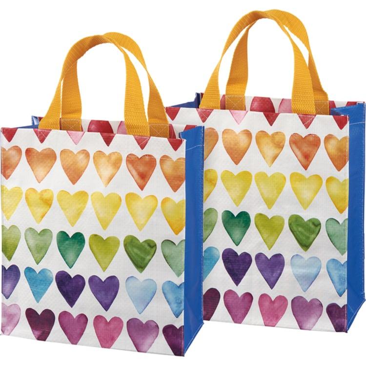 primitives by kathy Rainbow Hearts Daily Tote