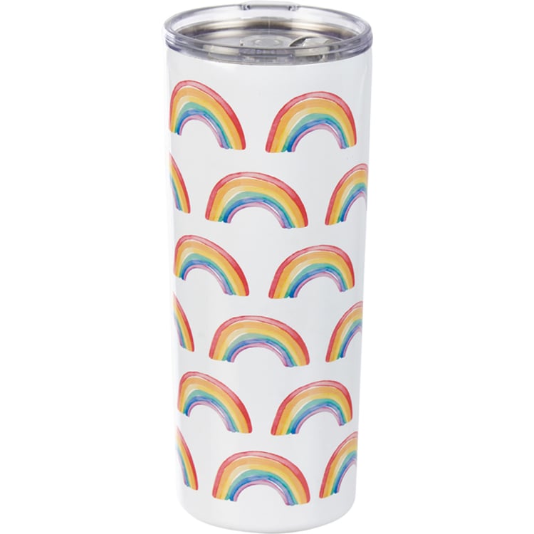 Primitives By Kathy Rainbow Pattern Coffee Tumbler