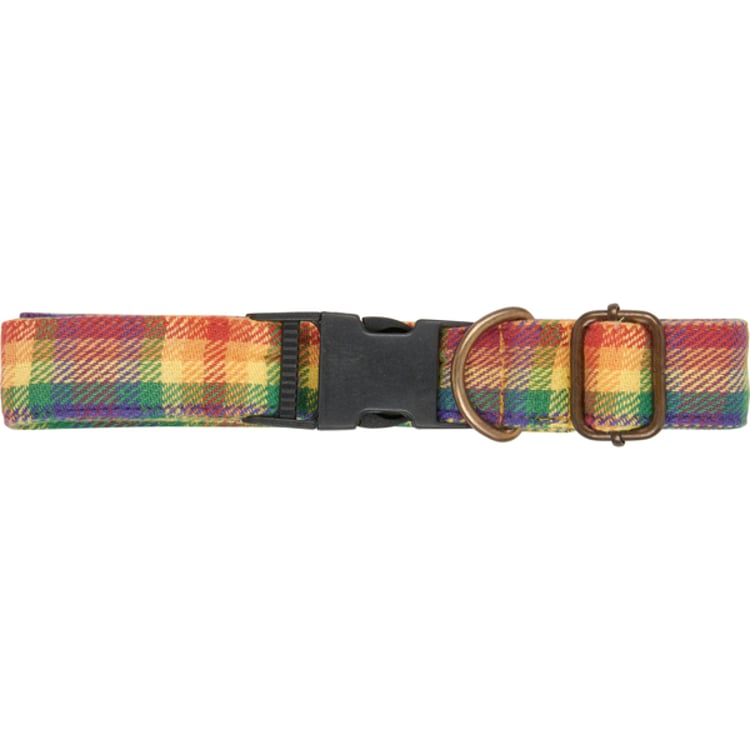 Primitives By Kathy Rainbow Plaid Dog Collar