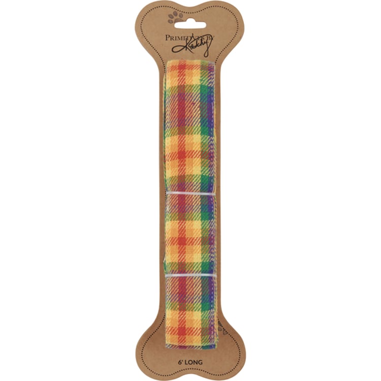 Primitives By Kathy Rainbow Plaid Dog Leash