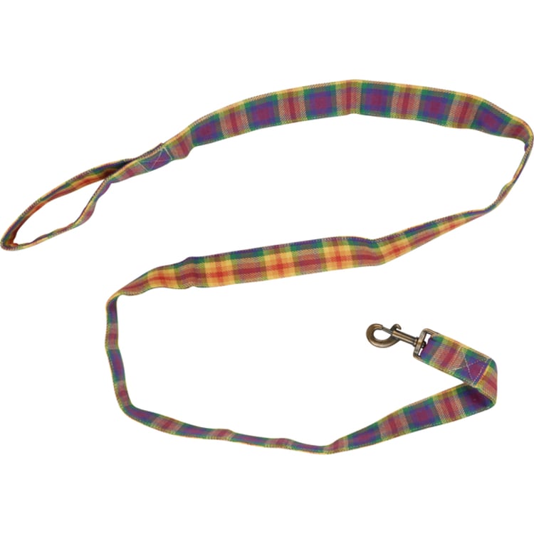 primitives by kathy Rainbow Plaid Dog Leash