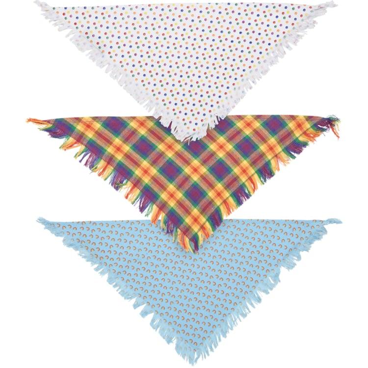 primitives by kathy Rainbow Plaid Pet Bandana Set