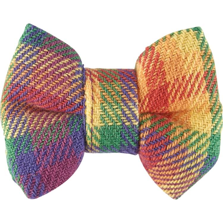 Primitives By Kathy Rainbow Plaid Pet Bow Tie Set