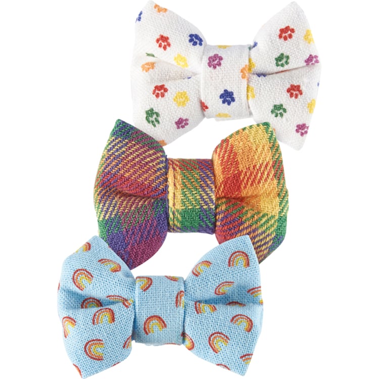 primitives by kathy Rainbow Plaid Pet Bow Tie Set