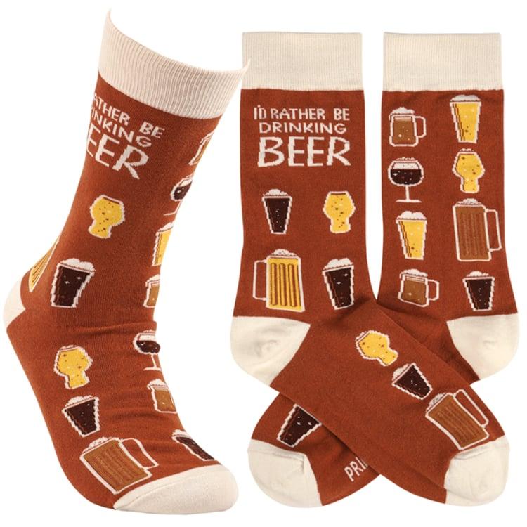 primitives by kathy Rather Be Drinking Beer Socks