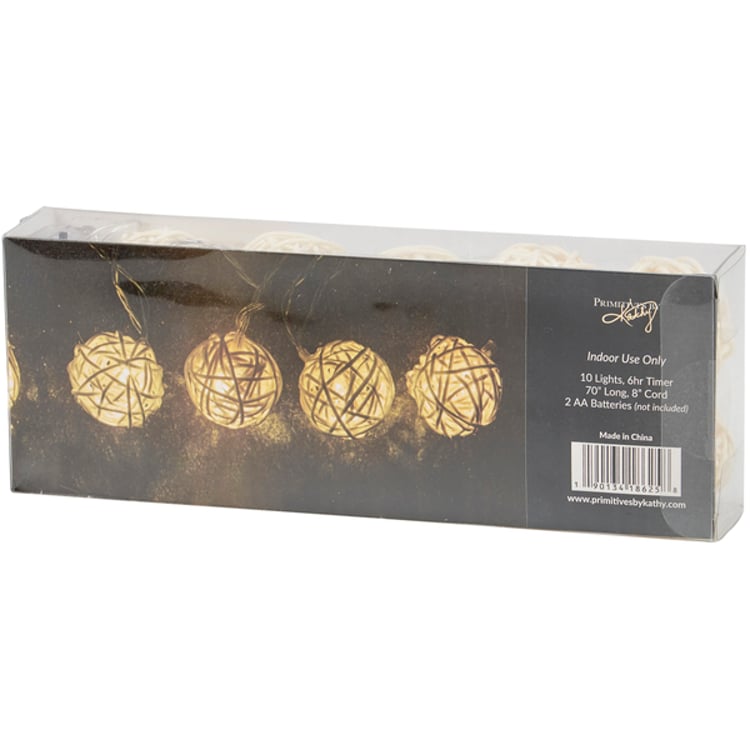 Primitives By Kathy Rattan Ball String Lights