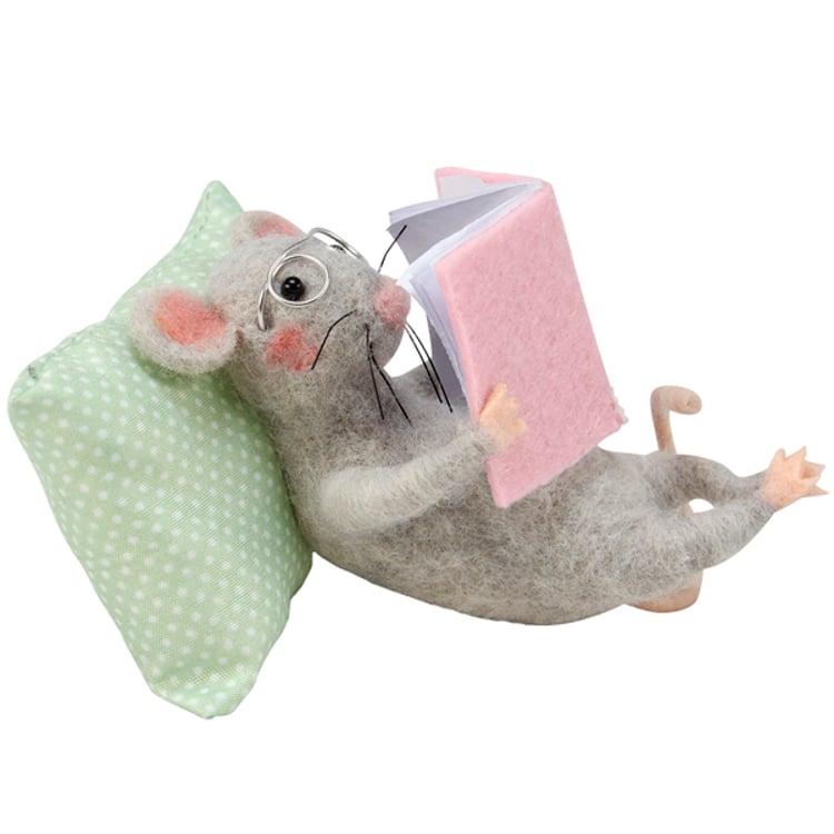 primitives by kathy Reading Pillow Mouse Critter