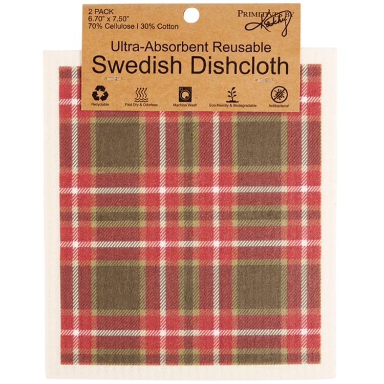Primitives By Kathy Red Plaid Swedish Cloth Set
