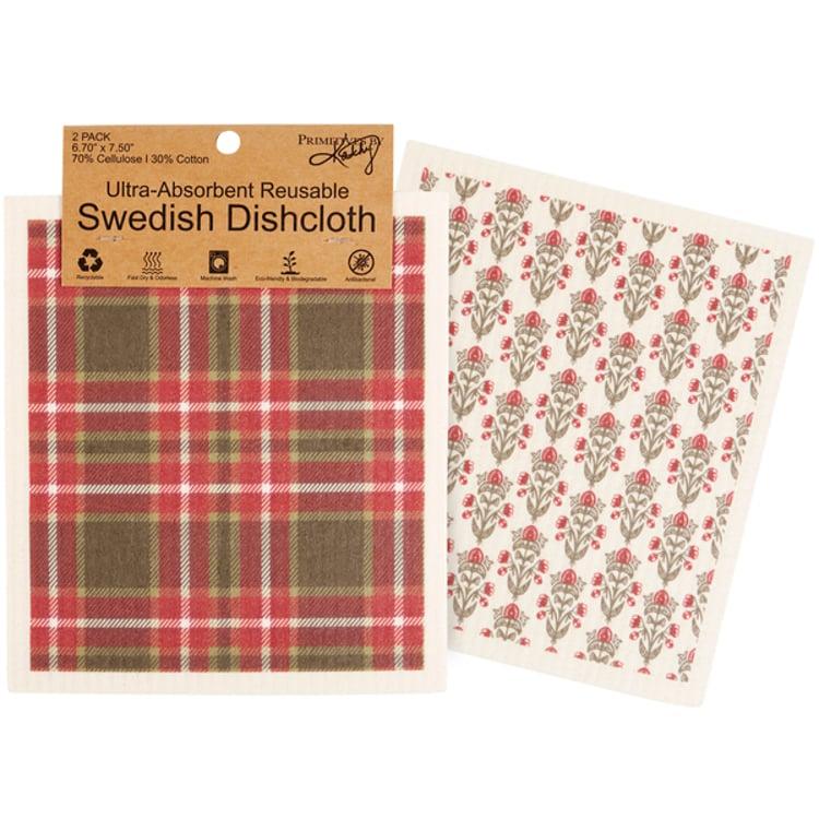 primitives by kathy Red Plaid Swedish Cloth Set