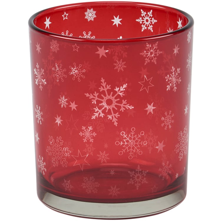 Primitives By Kathy Red Snowflake Candle Holder