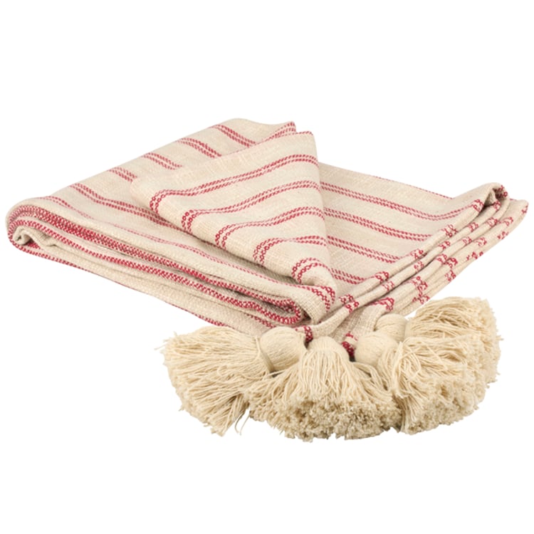 primitives by kathy Red Ticking Stripe Throw