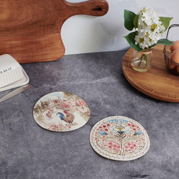 Primitives By Kathy Roosters Swedish Dishcloth Set