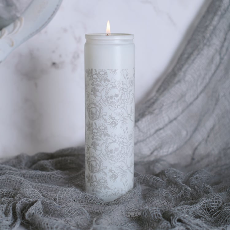 Primitives By Kathy Rose Skull Flower Candle