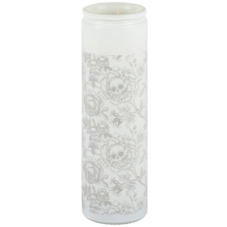 primitives by kathy Rose Skull Flower Candle