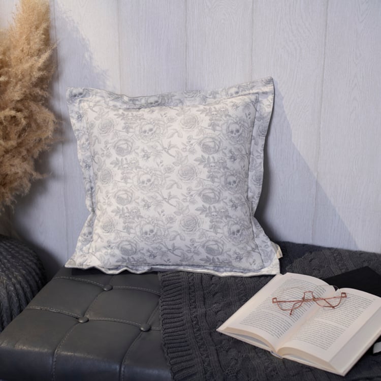 Primitives By Kathy Rose Skull Flower Pillow