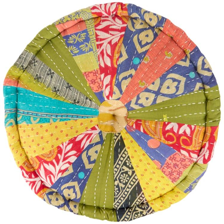 Primitives By Kathy Round Kantha Floor Pillow