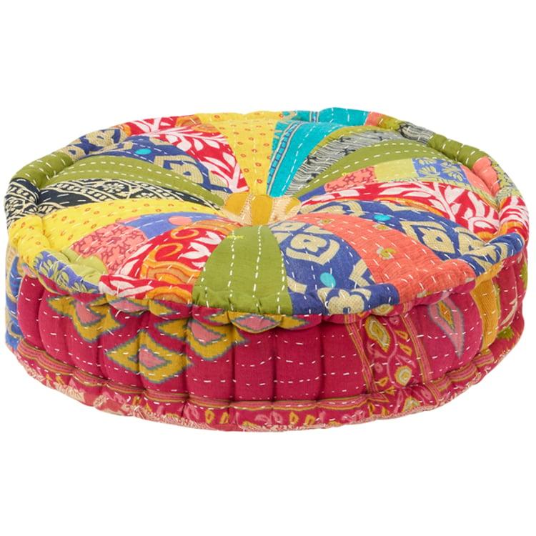 primitives by kathy Round Kantha Floor Pillow