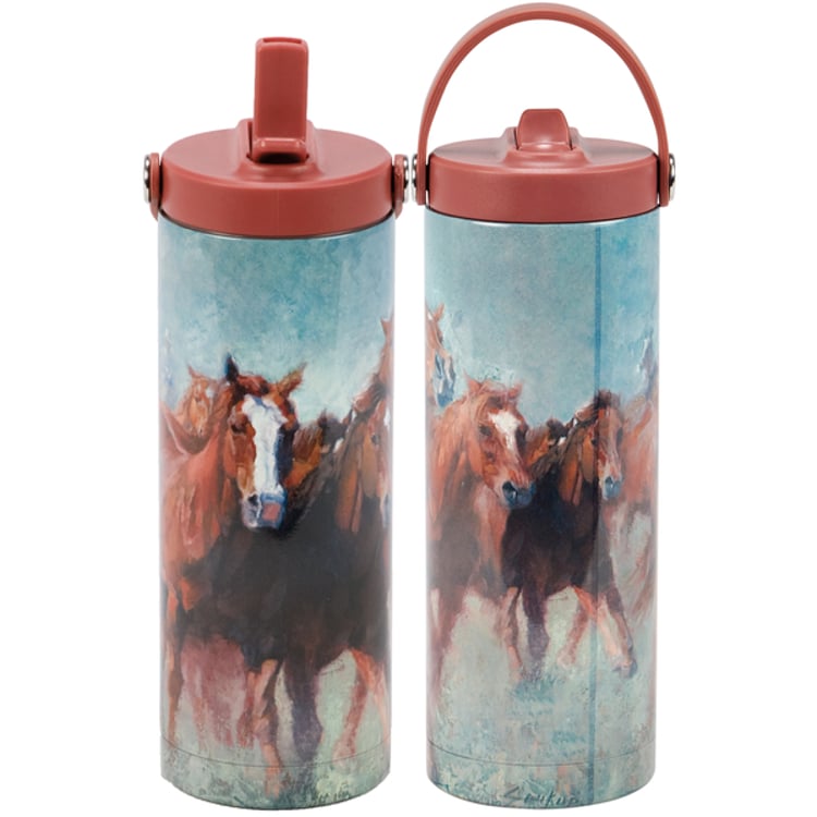 primitives by kathy Running Horses Sport Bottle