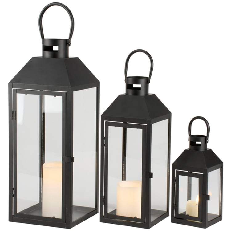 primitives by kathy Rustic Black Lantern Set