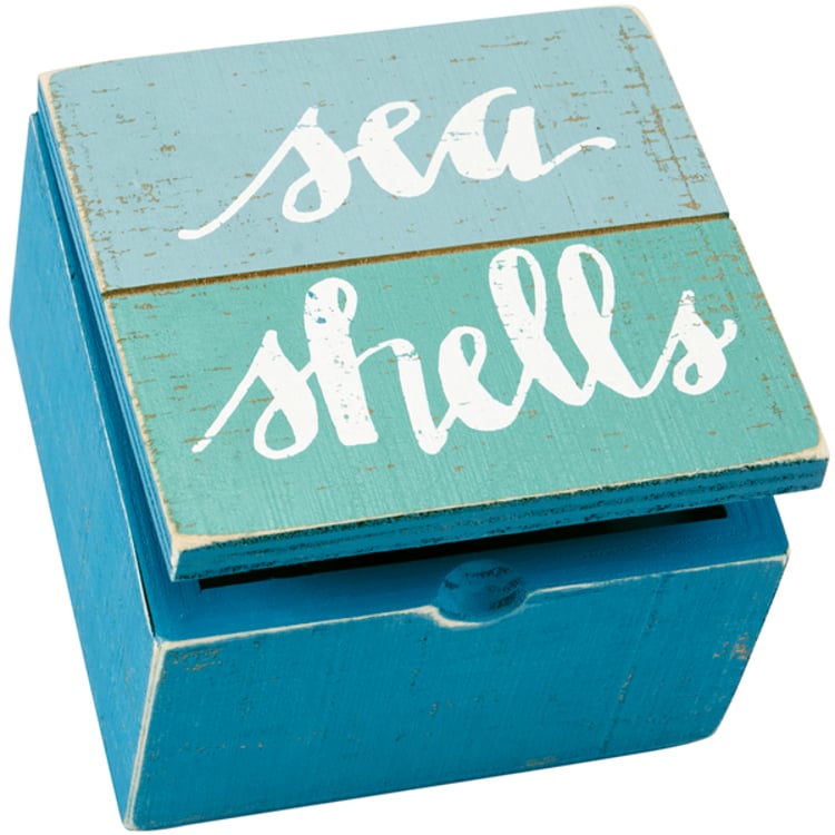 primitives by kathy Sea Shells Slat Hinged Box