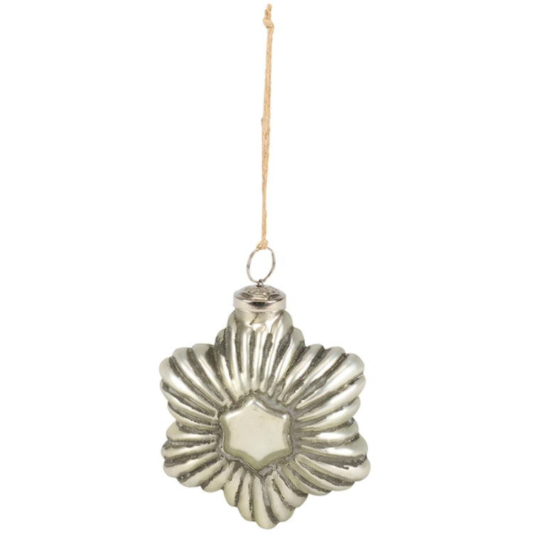 Primitives By Kathy Silver Star Glass Ornament