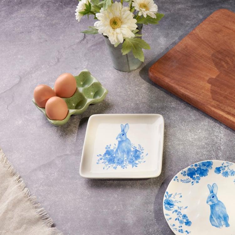 Primitives By Kathy Small Blue Floral Rabbit Plate