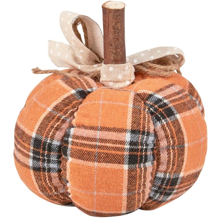 Primitives By Kathy Small Orange Plaid Pumpkin