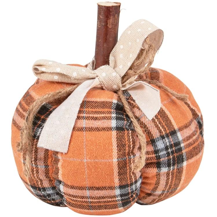 primitives by kathy Small Orange Plaid Pumpkin