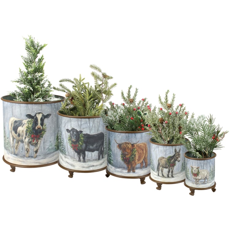 Primitives By Kathy Snowy Animals Planter Set