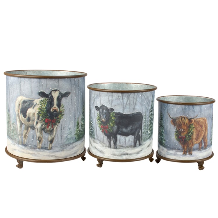 Primitives By Kathy Snowy Animals Planter Set