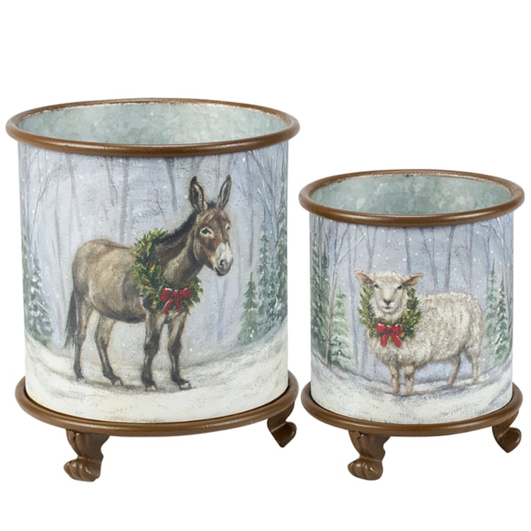 Primitives By Kathy Snowy Animals Planter Set