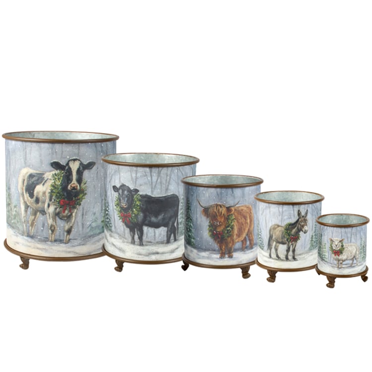 primitives by kathy Snowy Animals Planter Set