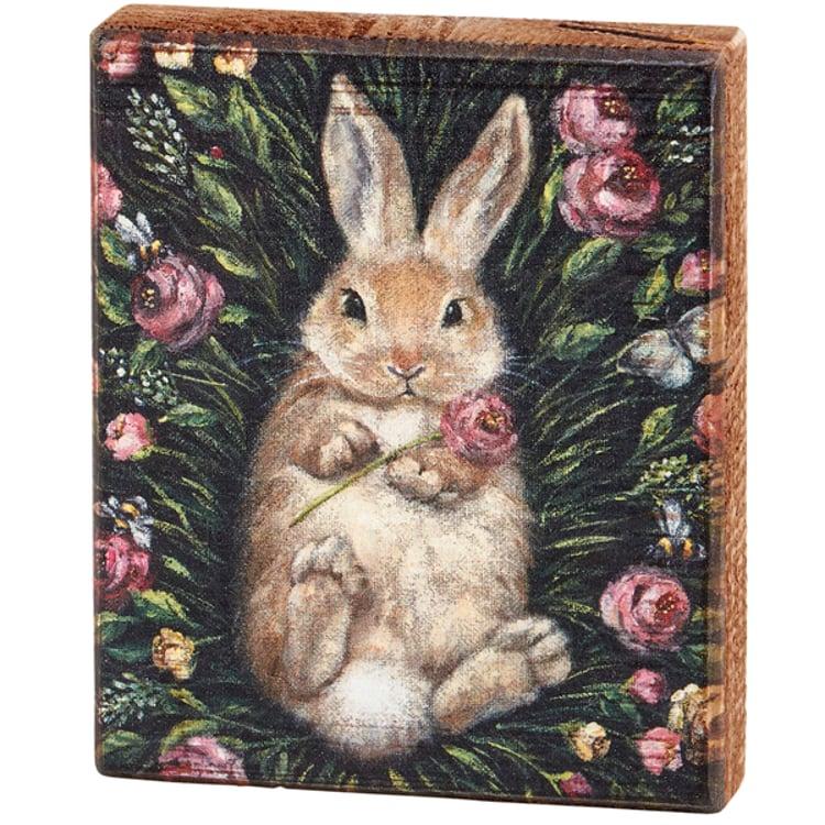 primitives by kathy Snuggling Bunny Block Sign