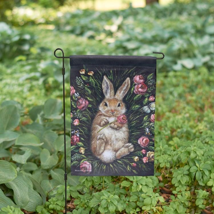 Primitives By Kathy Snuggling Bunny Garden Flag