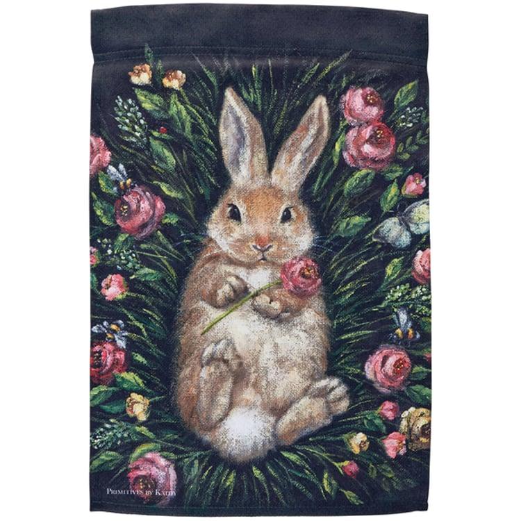 Primitives By Kathy Snuggling Bunny Garden Flag