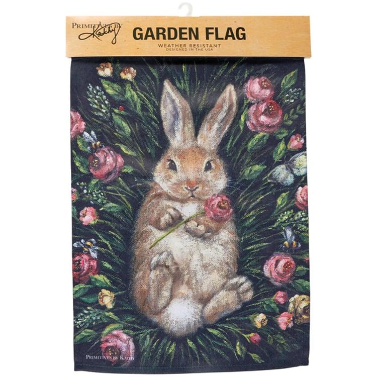 Primitives By Kathy Snuggling Bunny Garden Flag