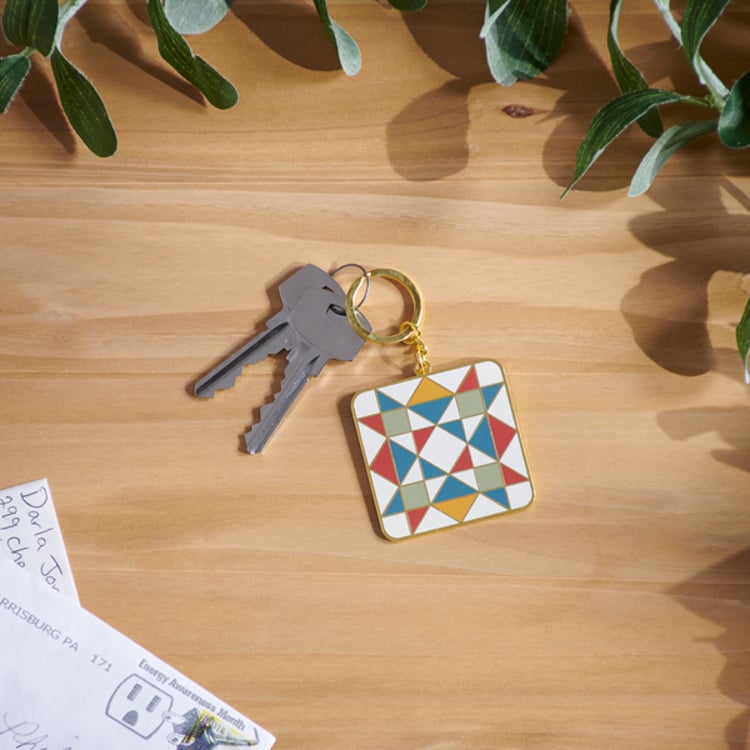 Primitives By Kathy Star Quilt Keychain