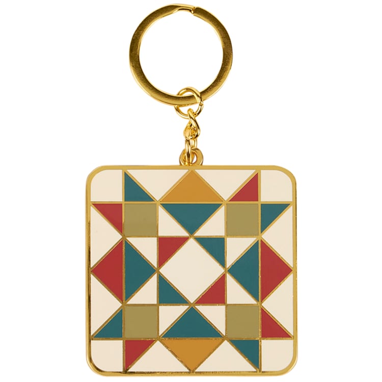 Primitives By Kathy Star Quilt Keychain