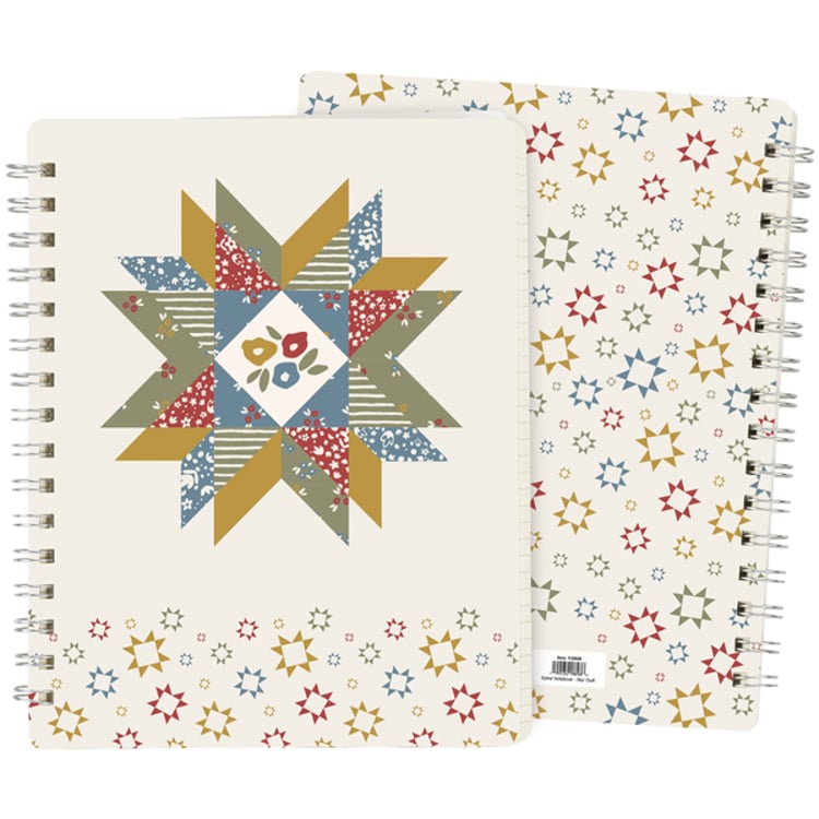 primitives by kathy Star Quilt Spiral Notebook