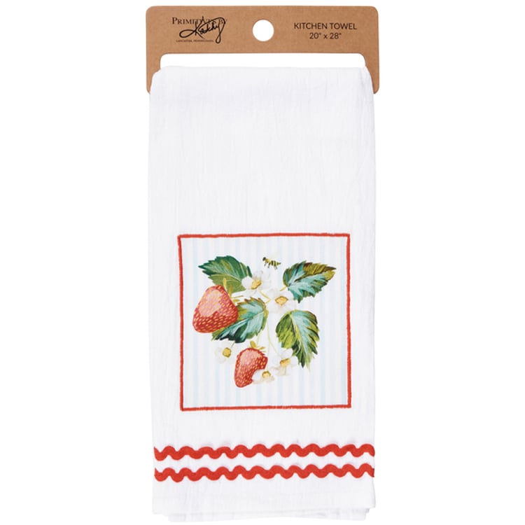 primitives by kathy Strawberry Vine Kitchen Towel