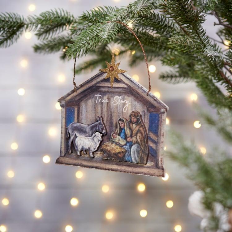 Primitives By Kathy True Story Nativity Ornament
