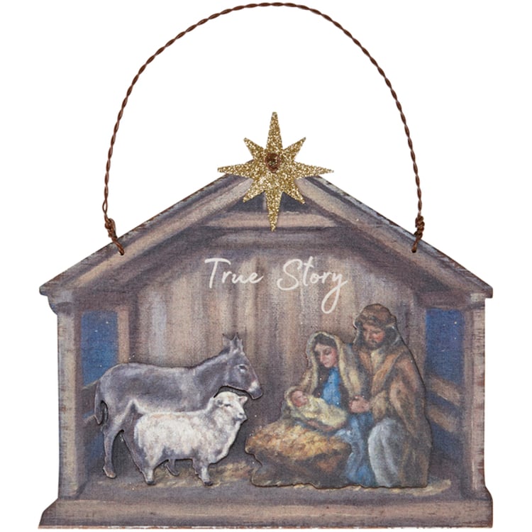primitives by kathy True Story Nativity Ornament