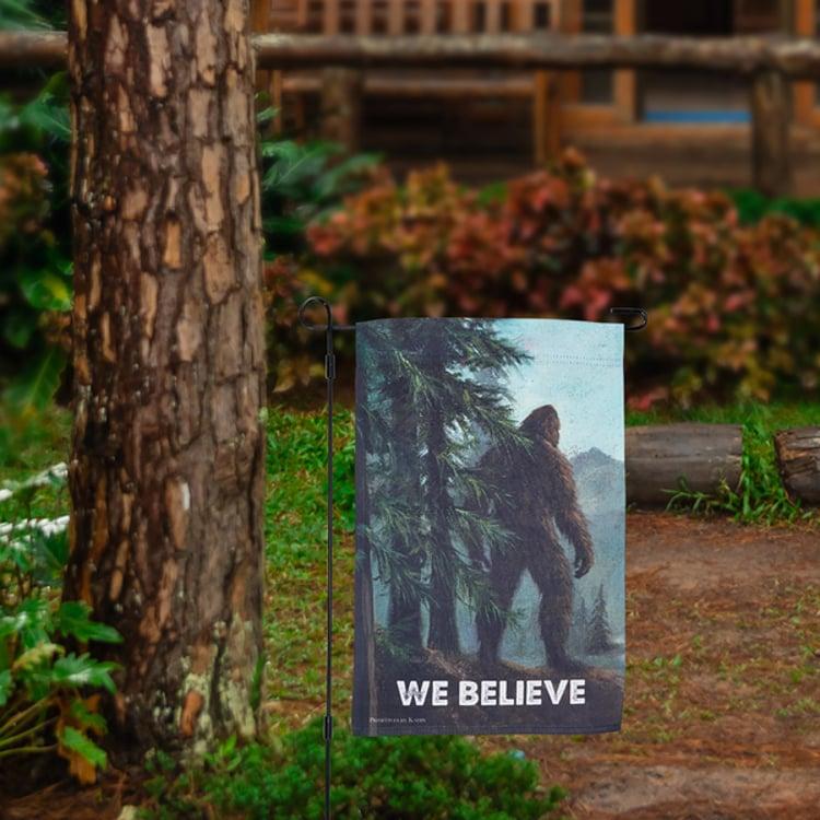 Primitives By Kathy We Believe Bigfoot Garden Flag