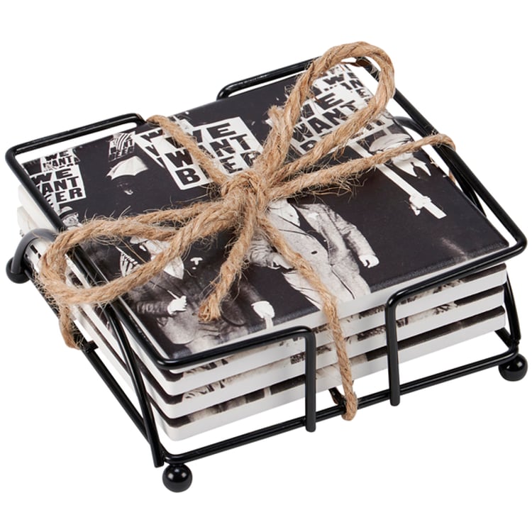 Primitives By Kathy We Want Beer Coaster Set