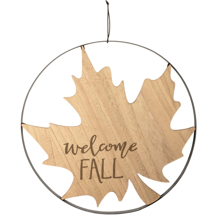 primitives by kathy Welcome Fall Leaf Wall Decor
